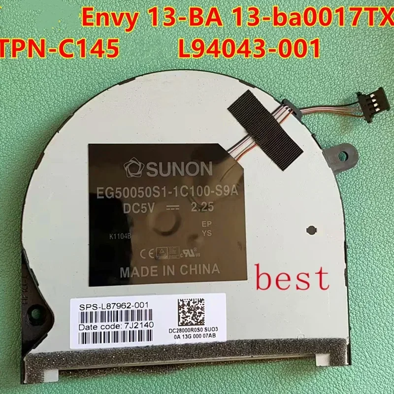 New Original Laptop CPU GPU Cooling Fan For HP Envy 13-BA 13-ba0017TX TPN-C145 Fan L94043-001 DC28000R0S0 EG50050S1-1C100-S9A