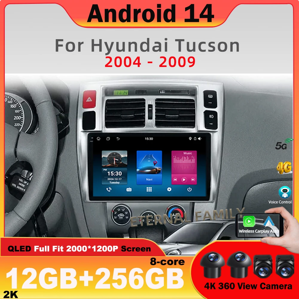 

Android 14 car radio For Hyundai Tucson 2004 - 2009 carplay Multimedia GPS Video Autoradio Navigation Stereo Radio 5G DVD BT 4G