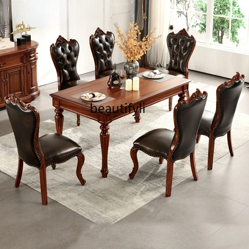 

American all solid wood dining table 1.6 meters restaurant rectangular eating table household