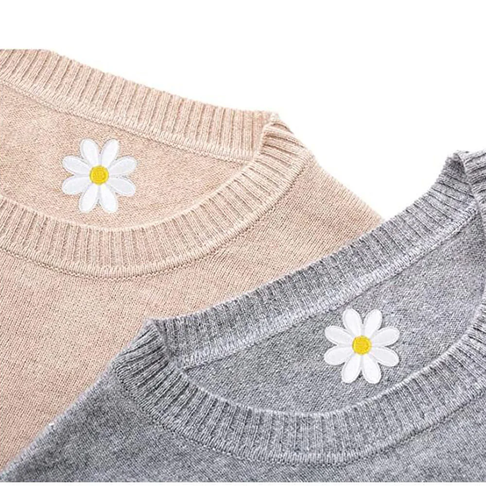 10Pcs White Daisy Flower Iron On Patches Clothing Embroidered Sew Bags Accessories Applique Repair Patch view 4