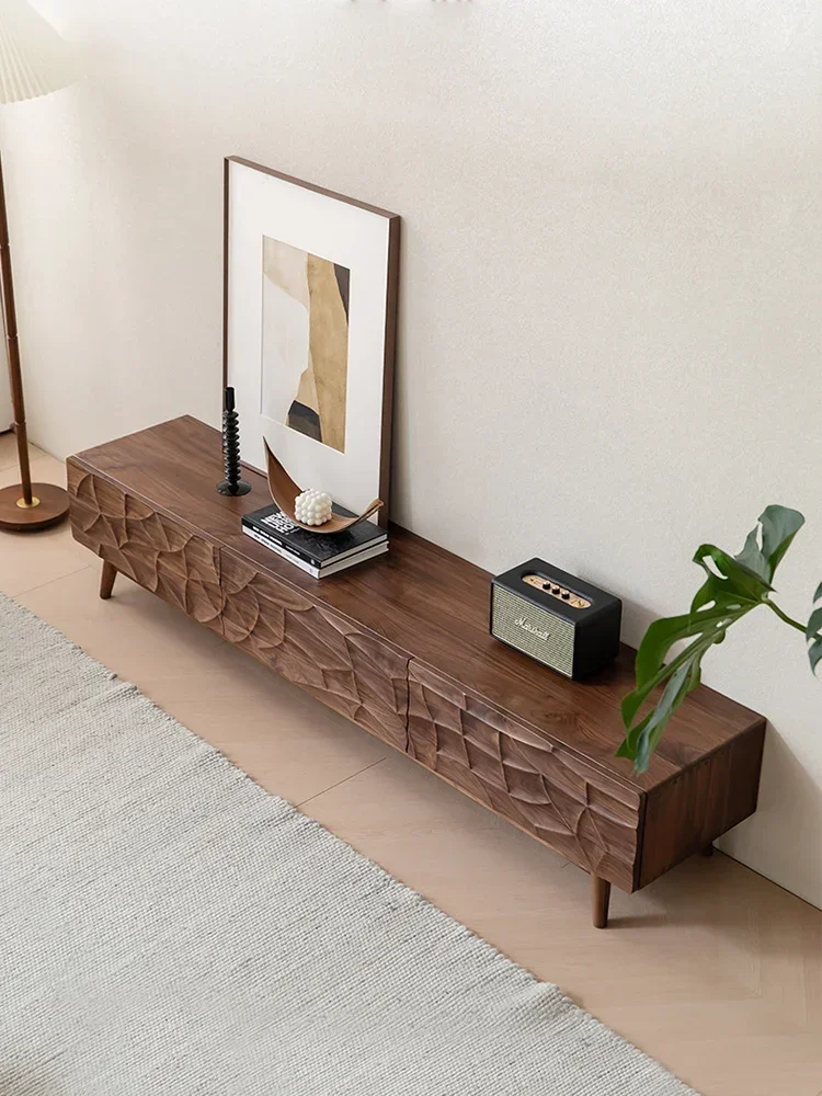 

living room home small-sized natural cave stone design creative solid wood coffee table