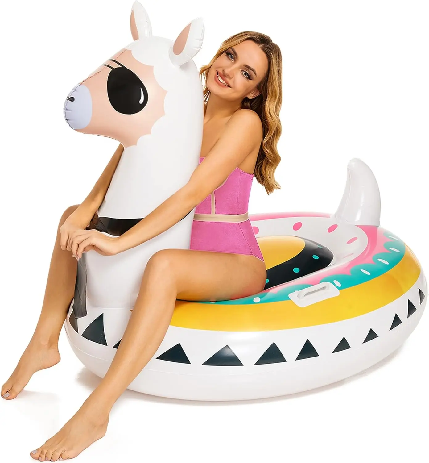 

Inflatable Llama Pool Float, 51" Fiesta Alpaca Floaties, Novelty Water Ride-On for Summer Pool Party Decoration Adults