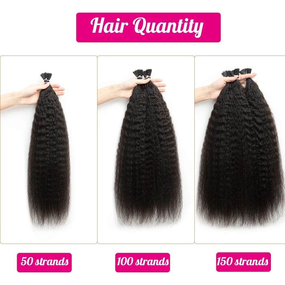 Estensione dei capelli umani lisci crespi capelli brasiliani Micro link Yaki Straight I Tip Hair Virgin Micro Loop Ring Hair Extension s