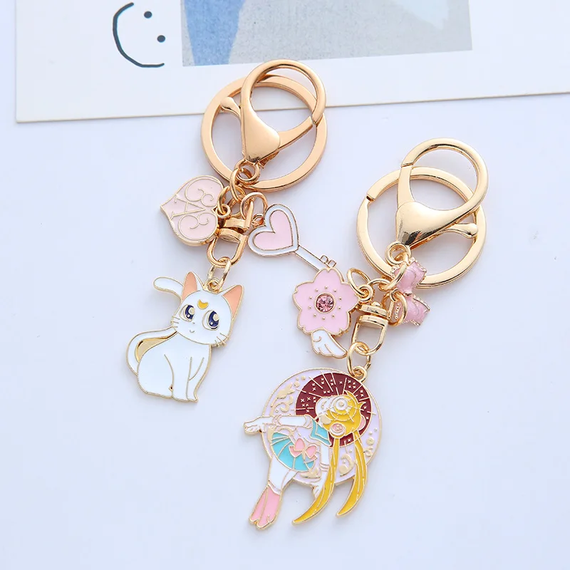 4pcs/set Sailor Moon Anime Peripheral Keychain Kawaii Cartoon Backpack Pendant Decoration Fans Collect Gifts Toys view 2