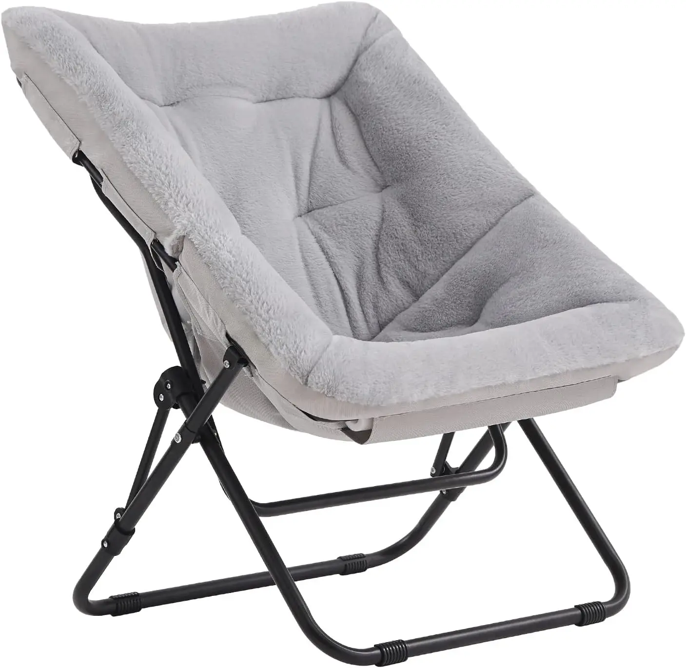 

Soft Faux Fur Oversized Folding Accent Chair, Metal Frame Moon Chair for Bedroom Living Room Dorm, X-Large Grey