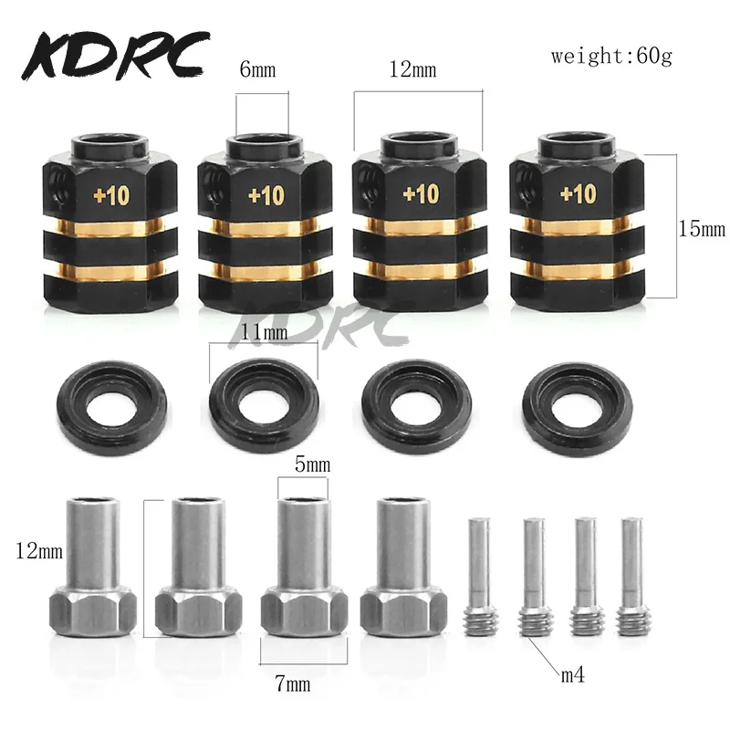 Adaptateur hexagonal de roue en laiton rapDuty, pièces de mise à niveau de voiture inoler RC TRAXXAS TRtage TRX6 1/10, 12mm, 8mm, 10mm, 15mm, 20mm, 4 pièces