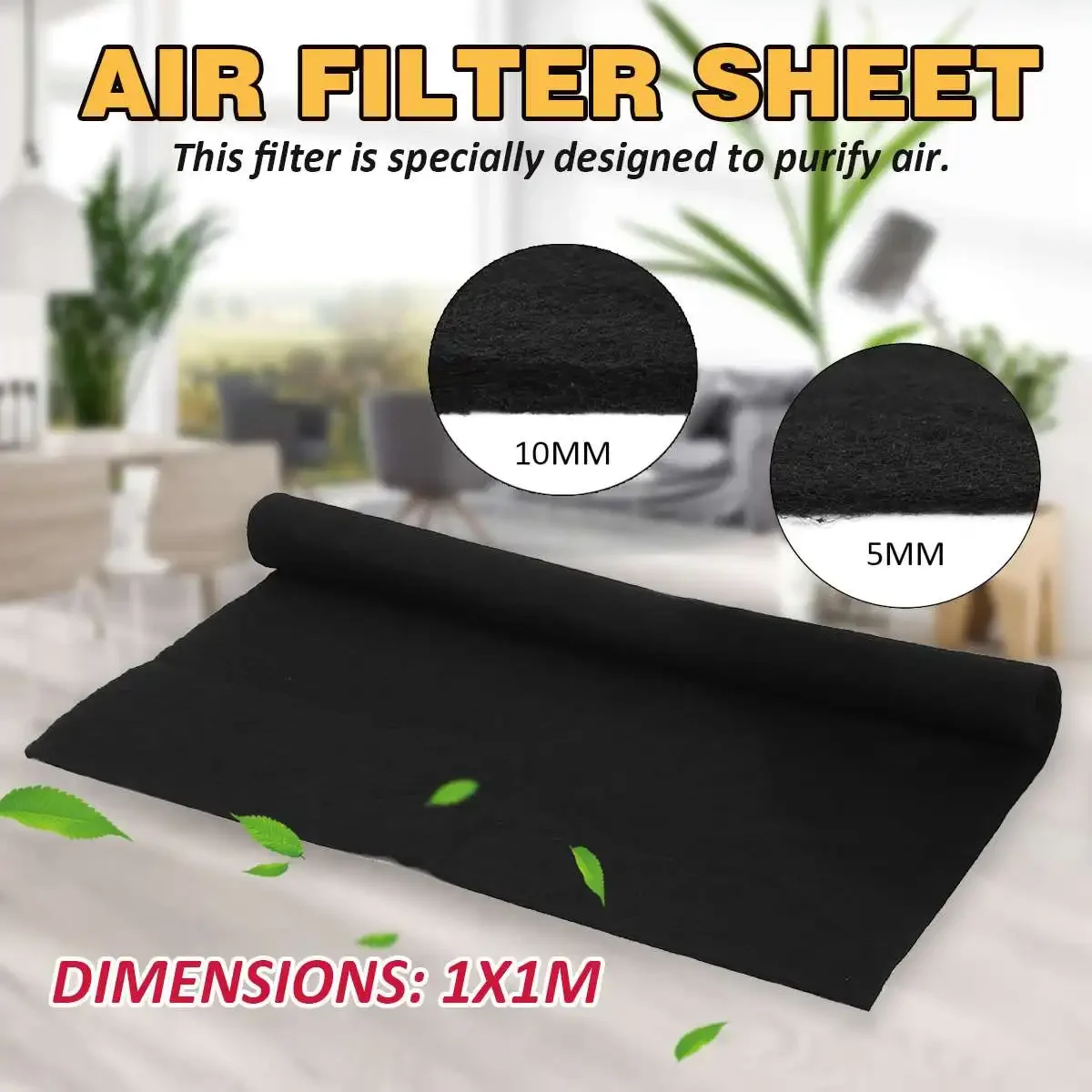 1 PCS 1Mx1M HEPA Air Purifiers Accessories Purifier Filter Fabric Universal Activated Carbon Foam Sponge Air Filter Sheet Pad