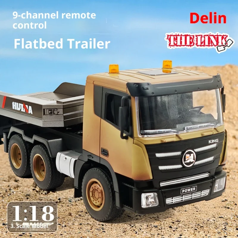 Huina Delin 1318 – remorque à plat, série d'ingénierie, télécommande à neuf canaux, véhicule d'ingénierie de Simulation, voiture jouet électrique