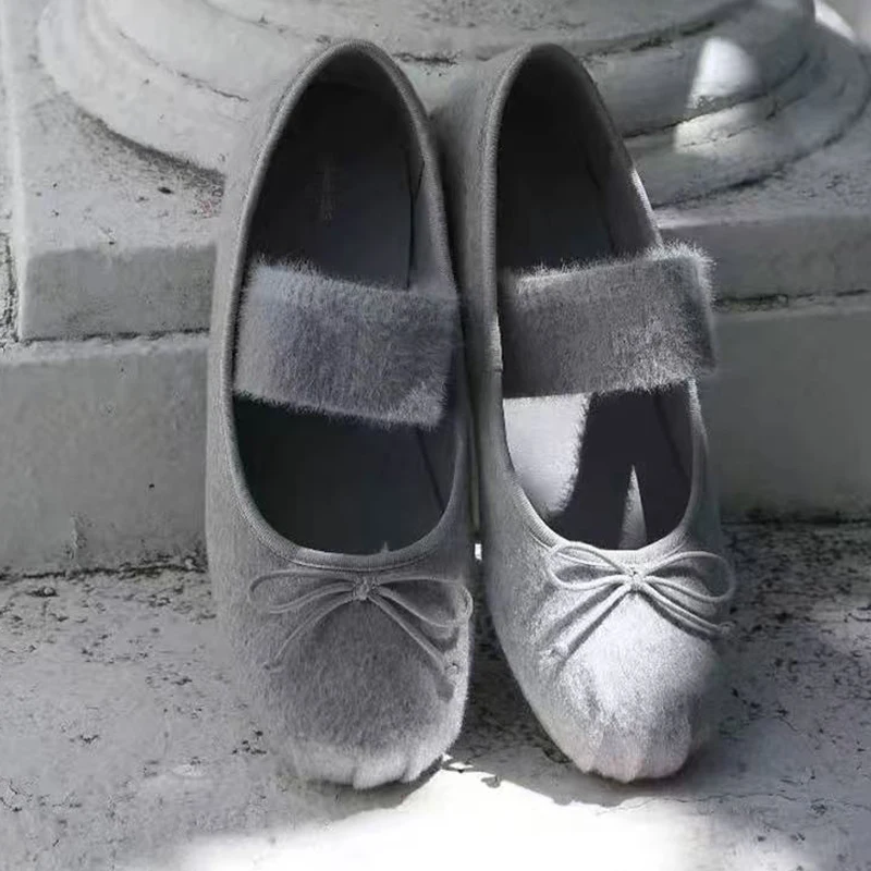 

Flats Women Ballet Dance Shoes Suede Bow Shallow Loafers Shoes Dress Fashion Autumn 2025 New Casual Luxury Cozy Zapatos De Mujer