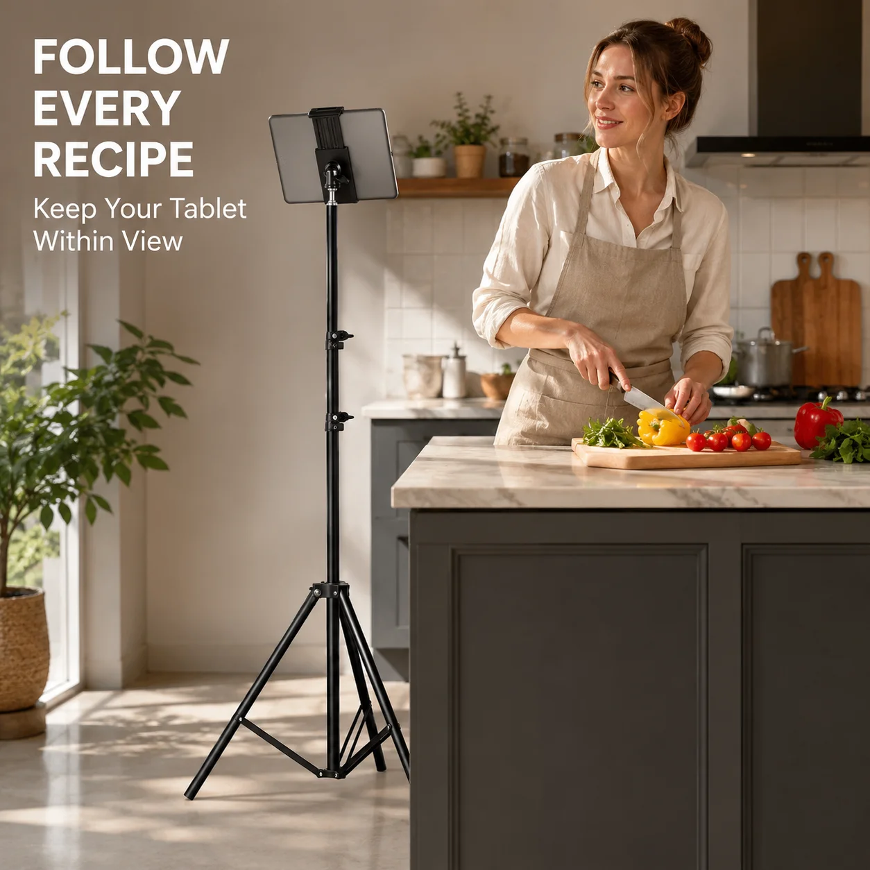 Adjustable 1.6m/2m Tripod Stand, Universal Phone & Tablet Holder, Foldable Bracket for Live & Video