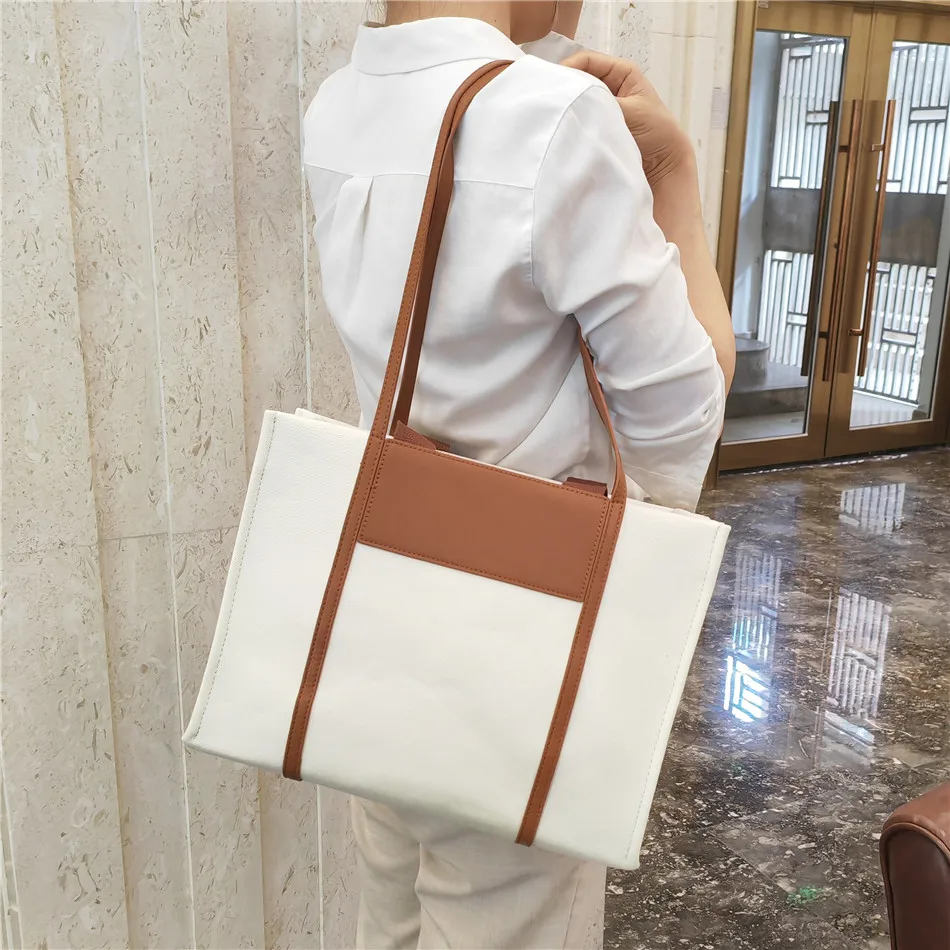 Large Canvas Bag For Women Handbags Commuting big Tote Bag ladies Portable Business Briefcase female Shoulder Bags bolsas black