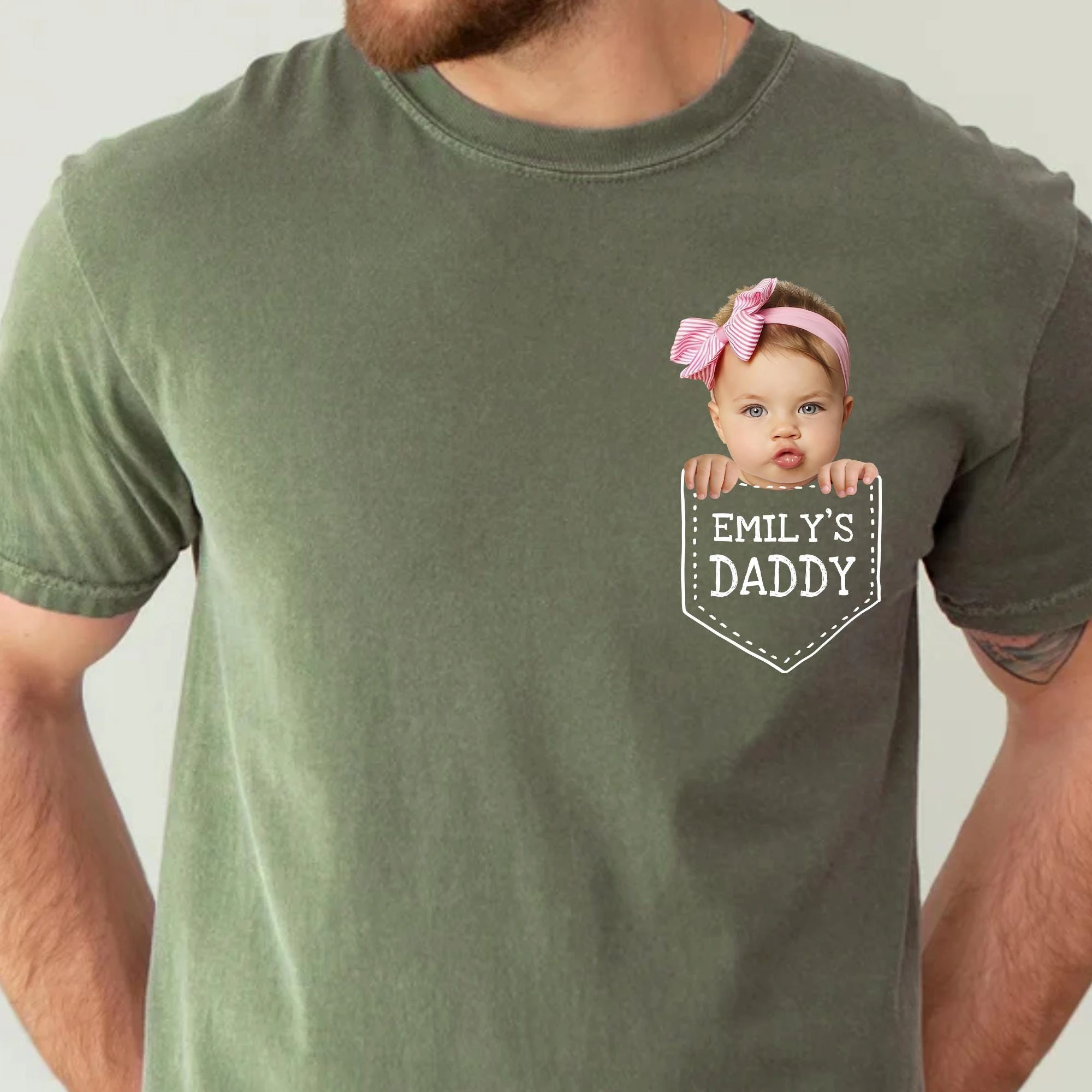 

Personalized T Shirt New Dad Custom Baby Face Photo Anti Shedding Print Casual Short Sleeve For First Fathers Day