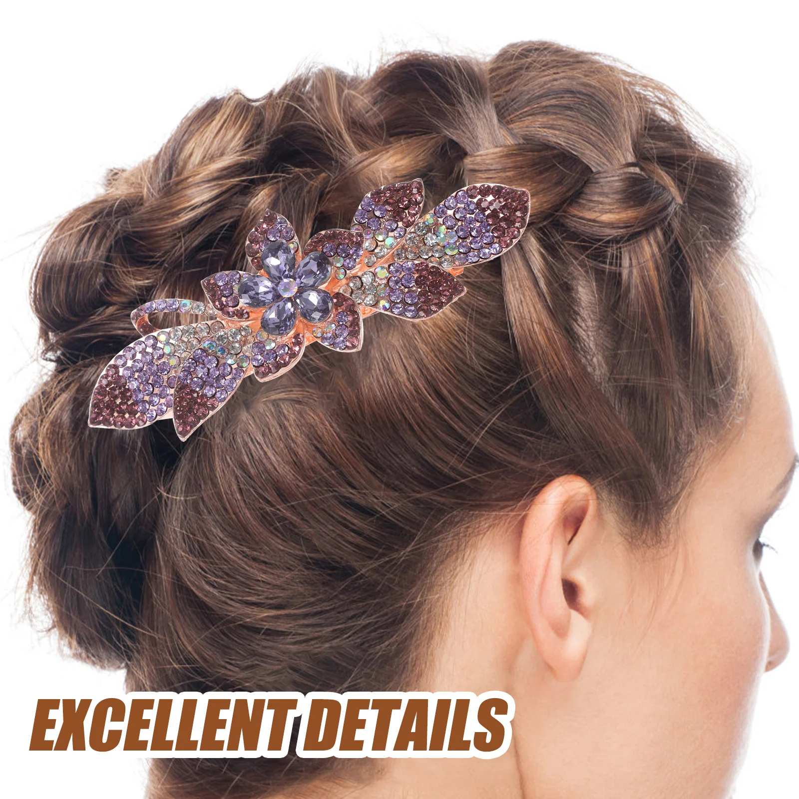 

Stylish Rhinestone Hair Clip Metal Barrette Elegant Wedding Bridal Accessory for Women Ladies Rhinestones Barrettes