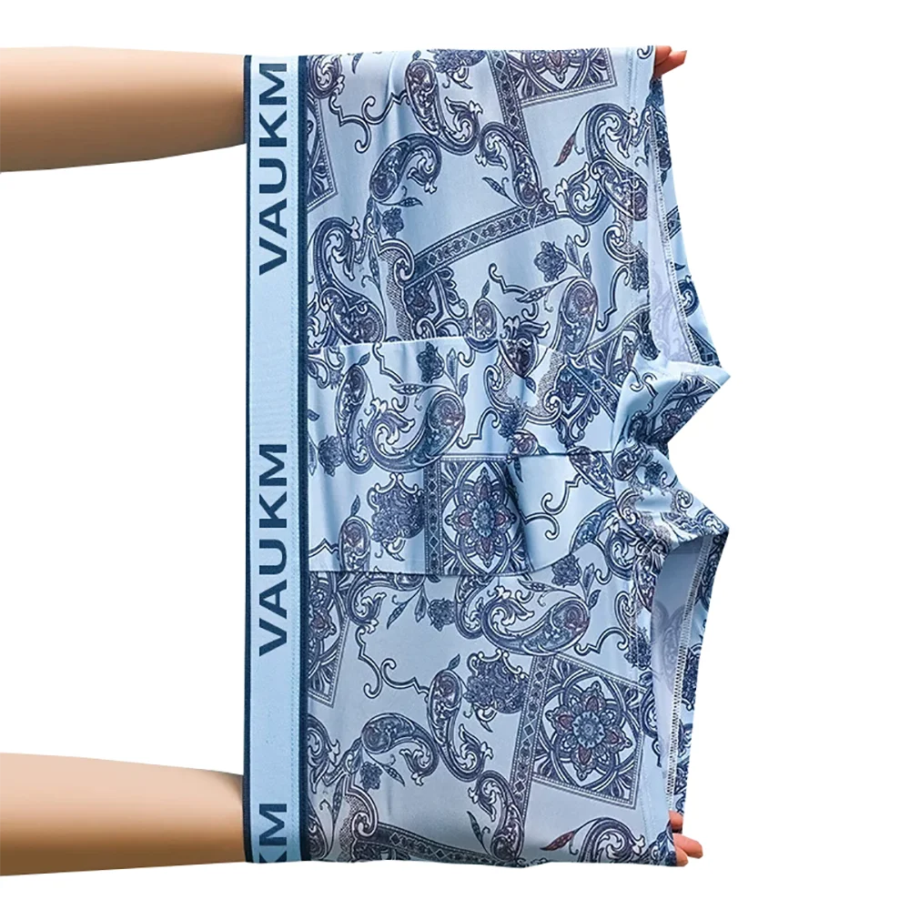 5 قطعة/المجموعة الرجال النمط الصيني الحرير الجليد الملابس الداخلية أزياء الرجال سراويل تنفس زائد حجم المضادة للبكتيريا المطبوعة الرجال Underpant #2