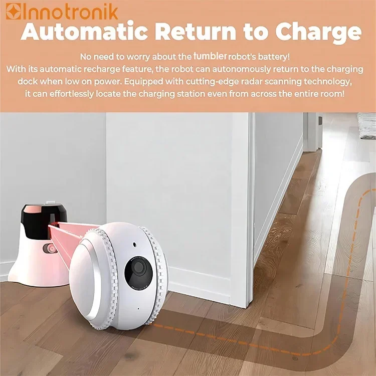 2025 Innotronik Tumbler Design Mobility Powerful Robot Dog Cat Camera Rolling Surveillance Pet Interaction Auto Return To Charge