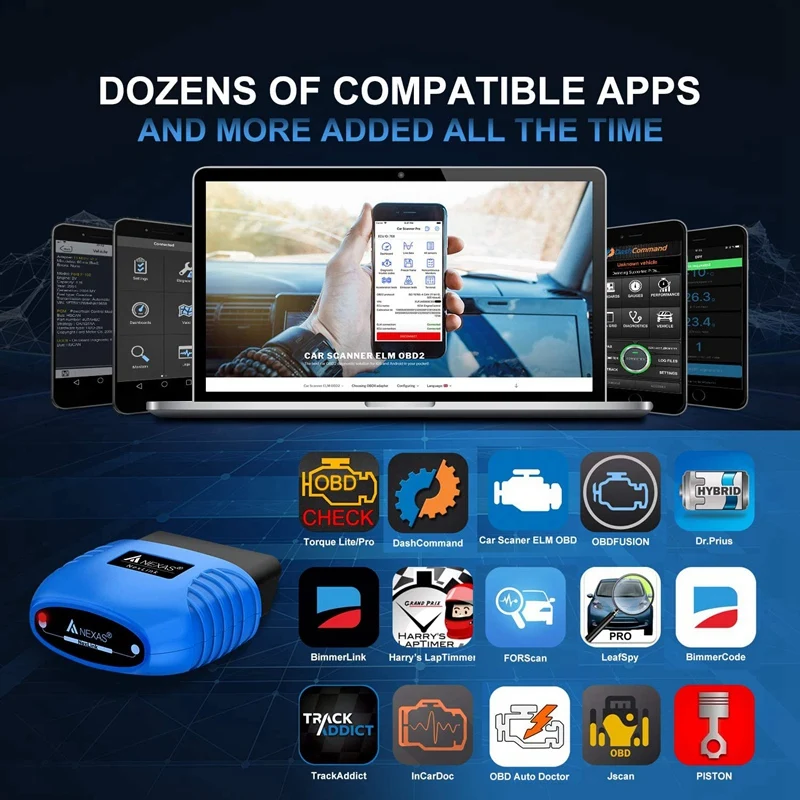 NEXAS NexLink 블루투스 5.0 진단 스캐너, IOS, 안드로이드, PC OBD2, EOBD 오류 코드 리더, 진단 스캔 도구