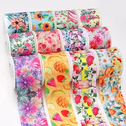 5 Yards Flower And Insects Printed Grosgrain Satin Ribbons For Bows DIY Craft Decoration Packaging Supplies. 70616