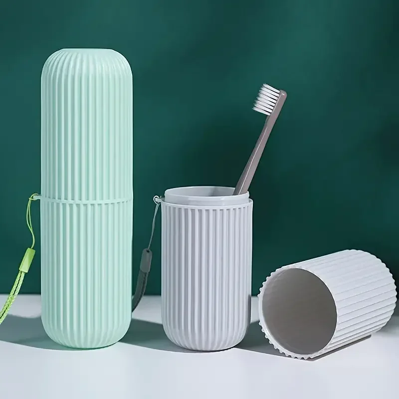 

Портативная дорожная коробка для зубных щеток с чашкой для полоскания рта, удобная чашка для чистки и зубной цилиндр для полоскания зубов, предметы первой необходимости в ванной комнате