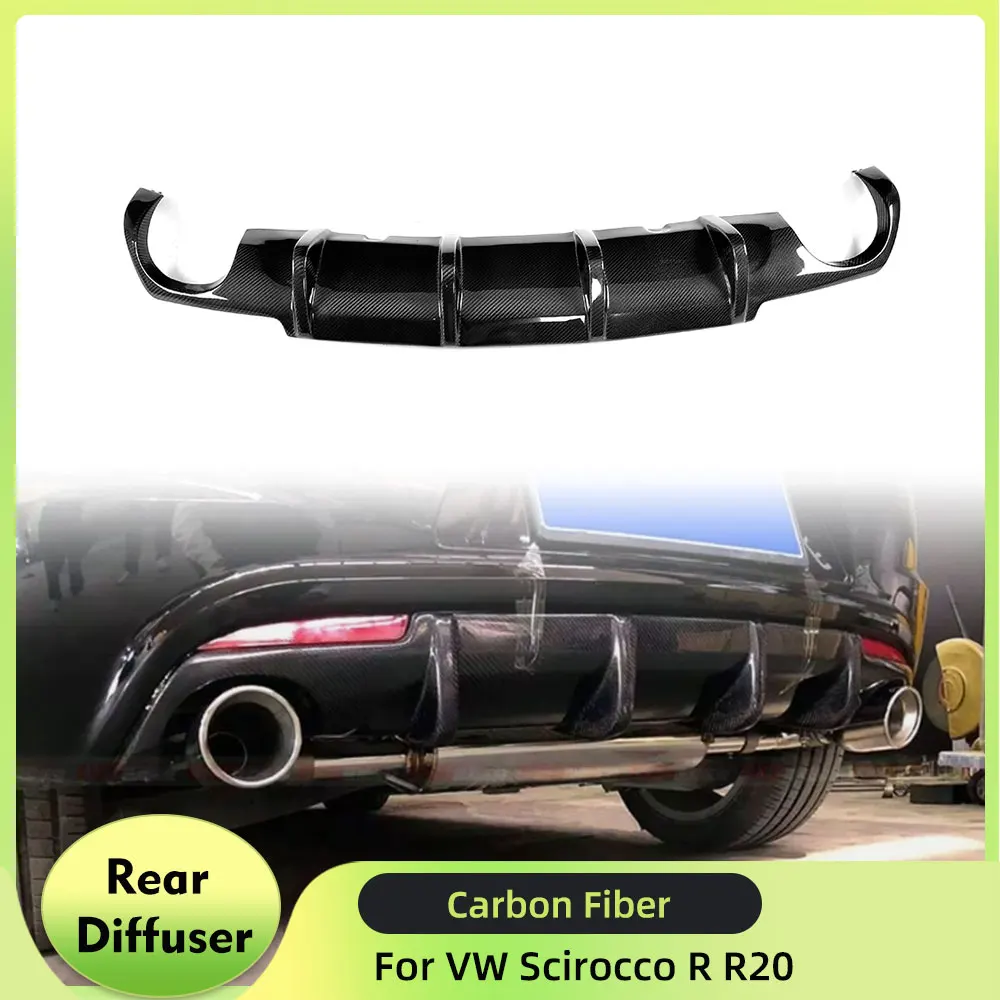 

Carbon Fiber Car Rear Diffuser Lip Spoiler For Volkswagen VW Scirocco R R20 Bumper 2009-2014 Black FRP Rear Diffuser Spoiler