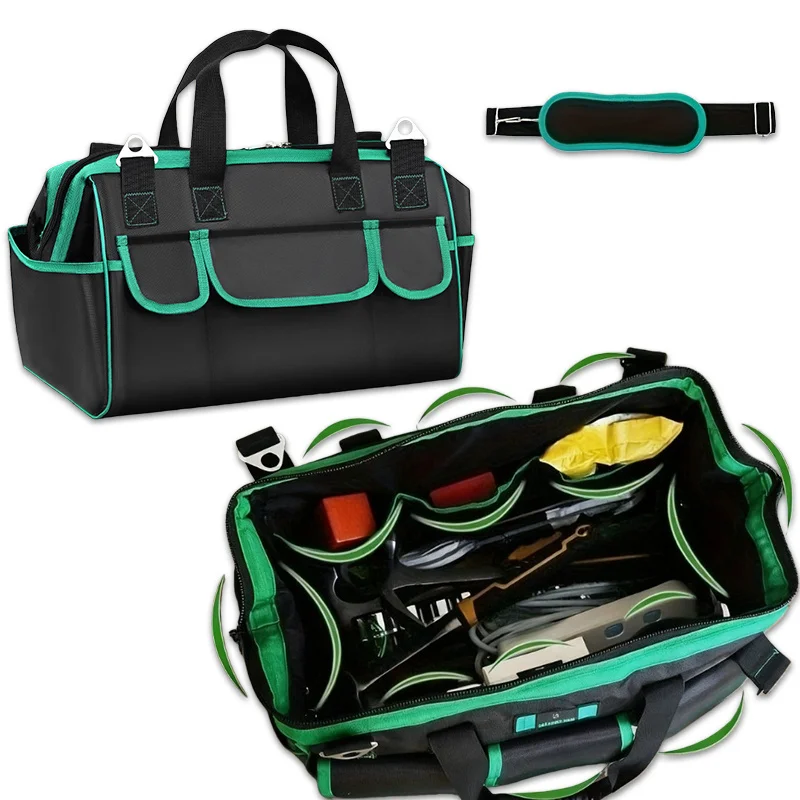 Heavy Duty Tool Bag, Wide Mouth Small Tool Bags, Soft Handle Toolbox Organizer Storage, Large Zipper Electrician Tool Bag