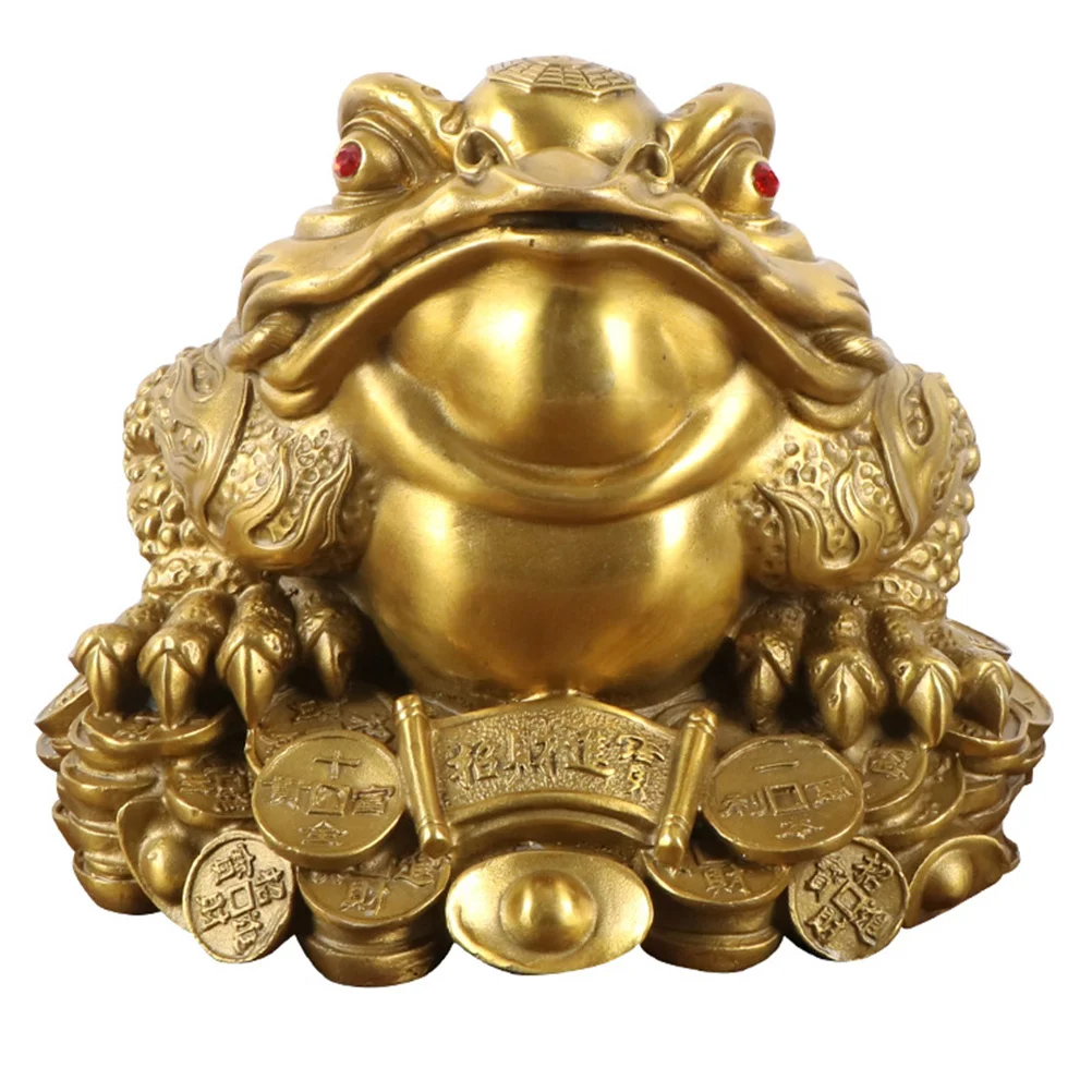 

Desktop Copper Gold Toad Frog Brass Statue Ingots Small Sculpture Office Traditional Home Decor