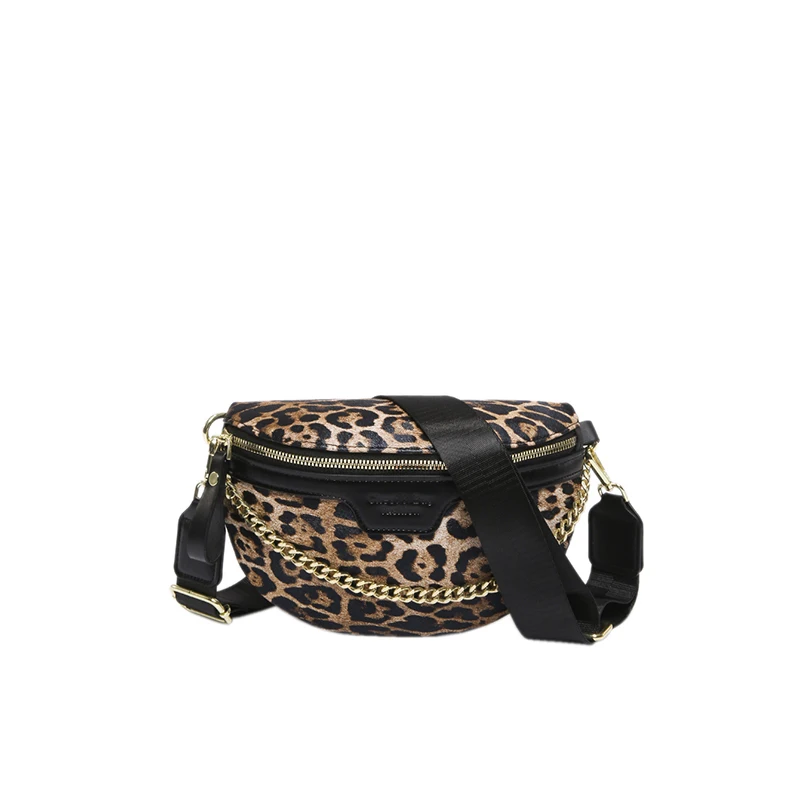 Leopard print Women Chest Bag Top Quality Leather Shoulder Crossbody Bag Ladies Fashion Waist Pack Half Moon Belt Bag Fanny Pack