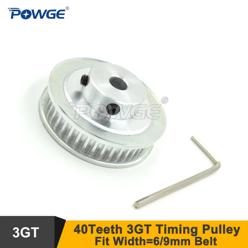 POWGE 40T 40Teeth 3GT Timing Pulley Bore 5/6.35/8mm Fit W=6mm 3GT Timing Belt 40 Teeth 3MGT GT3 Synchronous Belt Pulley