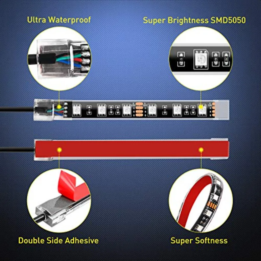 8PCS Motorcycle RGB Led Light Kit Waterdichte MultiColor Sfeerverlichting Lamp met 4Key RF Wirel Remote voor Kawasaki Suzuki