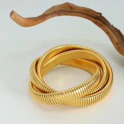 2023 New Fashion Simple Snake Shape Opening Bangle for Women Personality Hiphop Punk Stainless Steel Cuff Bracelet PartyJewelry