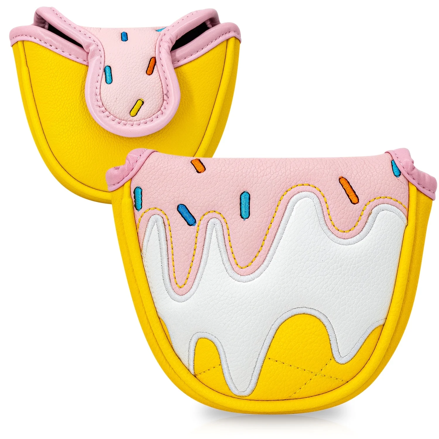 1pc Cute Ice Cream Golf Mallet Putter Cover, Magnetic Closure Half-Mallet Putter Headcover, Stylish PU Golf Club Protector image 2