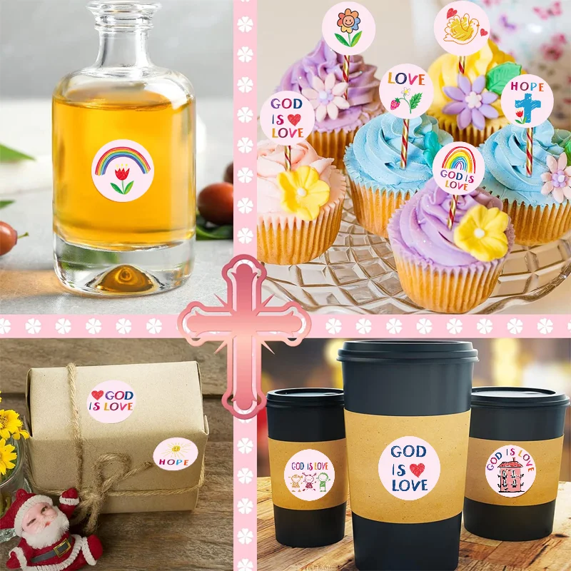 200 Pcs Christian Religious Stickers for  Jesus Christian Faith Shape Stickers Religious Easter Stickers