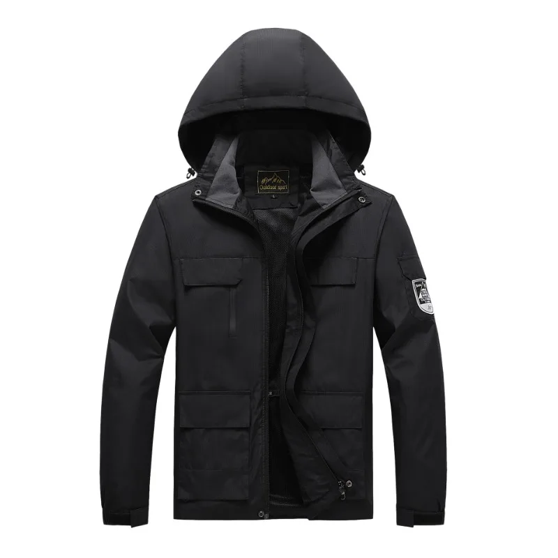 

Techwear Windbreaker Men's Autumn Fashion Casual Waterproof Multi-Pocket Work Jacket Couple Camping Function Hooded Coat