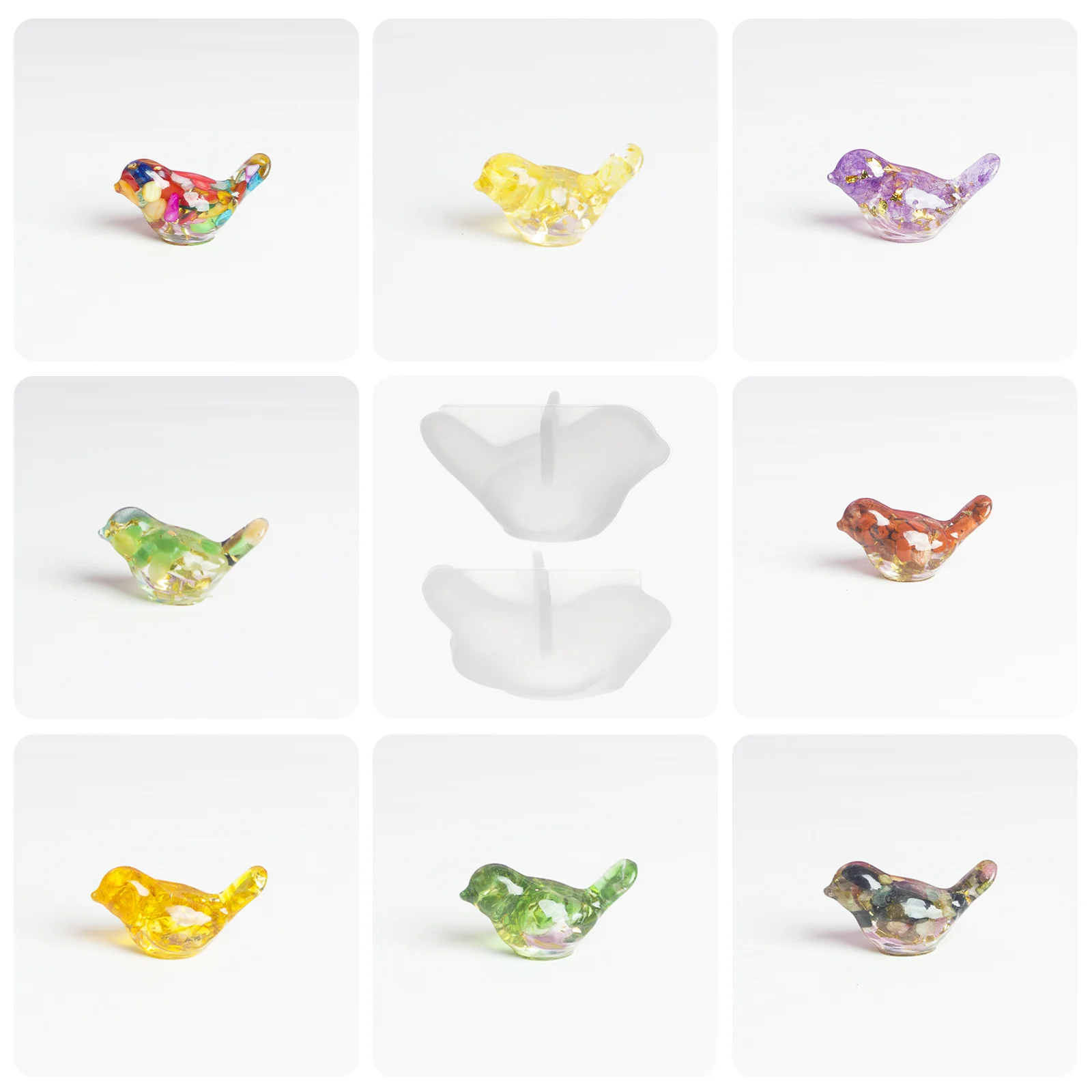 

2Pcs DIY Crystal Epoxy Silicone Mold Creative Birds Ornaments Making Non-Stick Durable Tool DIY Manual Mold Desktop Layout Mould