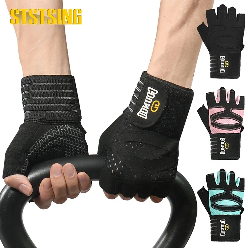 1Pair Workout Gloves for Men Women, Padded Weight Lifting Gloves with Wrist Wraps Support, Full Palm Protection,Grip for Fitness