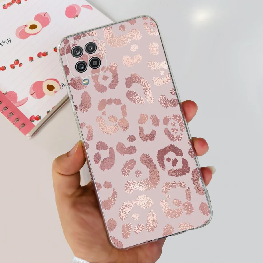 For Galaxy A12 A125F Samsung Cover Capa Case Bling Heart Butterlfly Flower Painting Fundas  For Samsung A12 SM-A125F Clear Cases