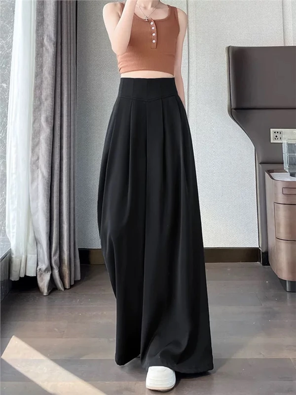 

Широкие брюки из ледяного шелка для женщин: летние, тонкие, прохладные, с высокой талией, свободного кроя, длиной в пол, в стиле юбки-брюк