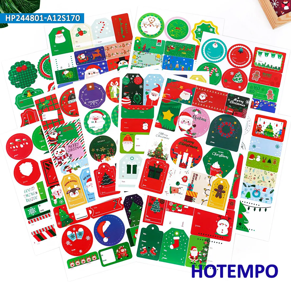 170Pieces, Christmas Stickers, Hot Foil Stamping Style, Gift Labels, Package Sealing, for DIY Creative Decoration, Funny Sticker