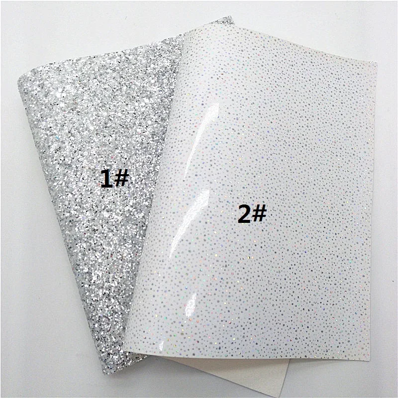 Silver Glitter  Sheets Lace Flowers Synthetic  Peacock Tail  Litchi Faux  Sheet for DIY 21x29CM Y202