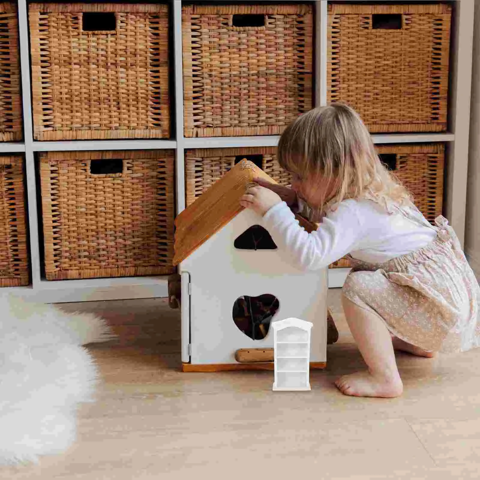 Dollhouse Shelf Display Bookcase Ornaments Home Accessories Miniature Cabinet Crafts Model