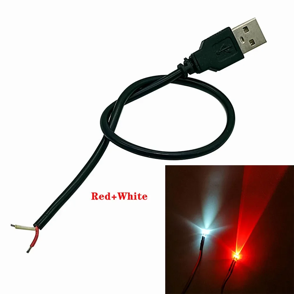 USB Port With Cable Light LED Beads Of 3MM And 5MM, Atmosphere Small Night Light, Manual light Source Of Red, Green, Blue, Yello