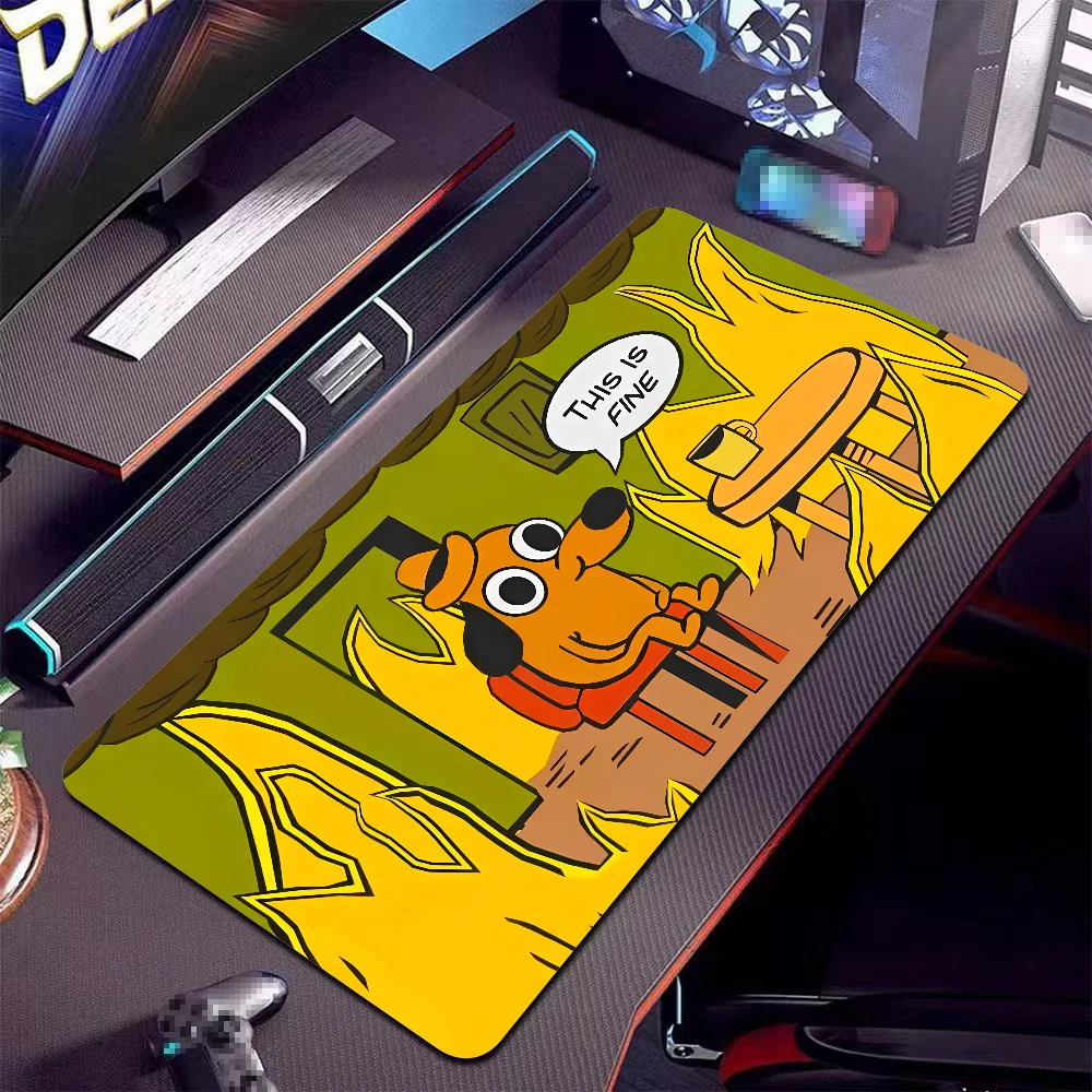 Коврик для мыши This Is Fine Dog Dachshund 900x400 мм, большой противоскользящий коврик для мыши с прошитыми краями, игровой стол, игровой ноутбук ​   Клавиатура