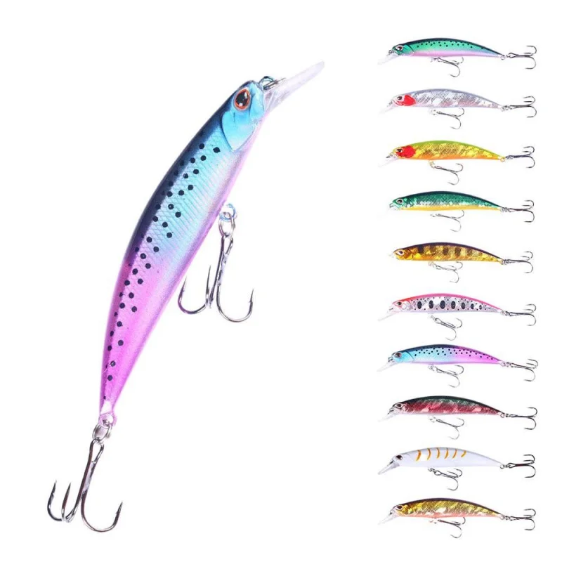 

10 шт. 9-сантиметровых погружных приманок-минноу весом 13 г, 6 штук в упаковке # Искусственная приманка-крючок из черного никеля для рыбалки