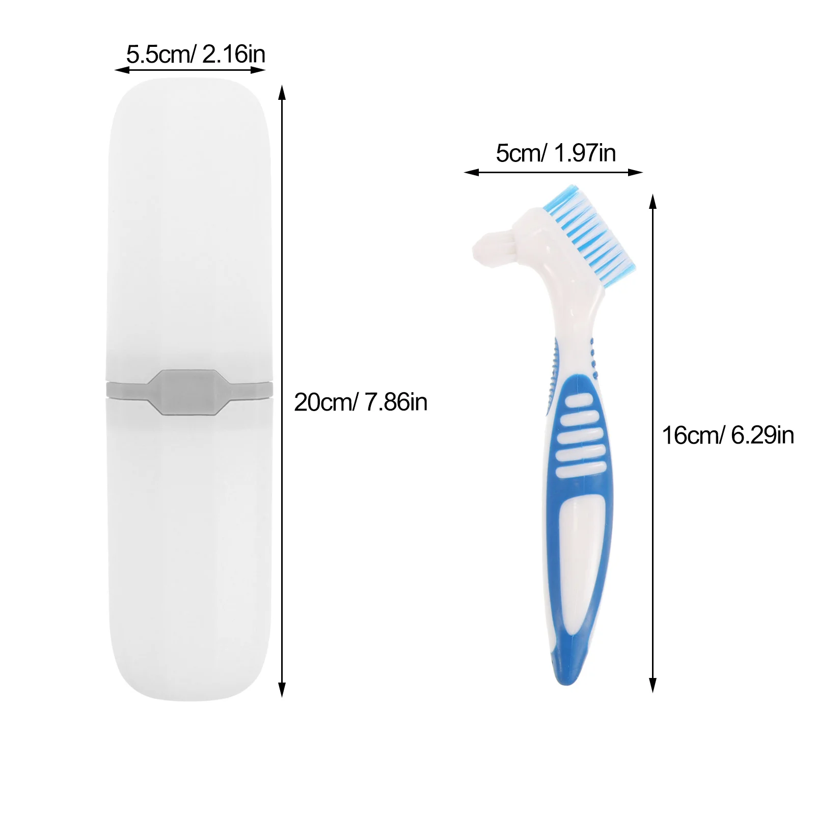 2 Sets Travel Portable Toothbrush and Storage Box Denture Assorted Reliner Holder Cleanser Creative Small Cleaning