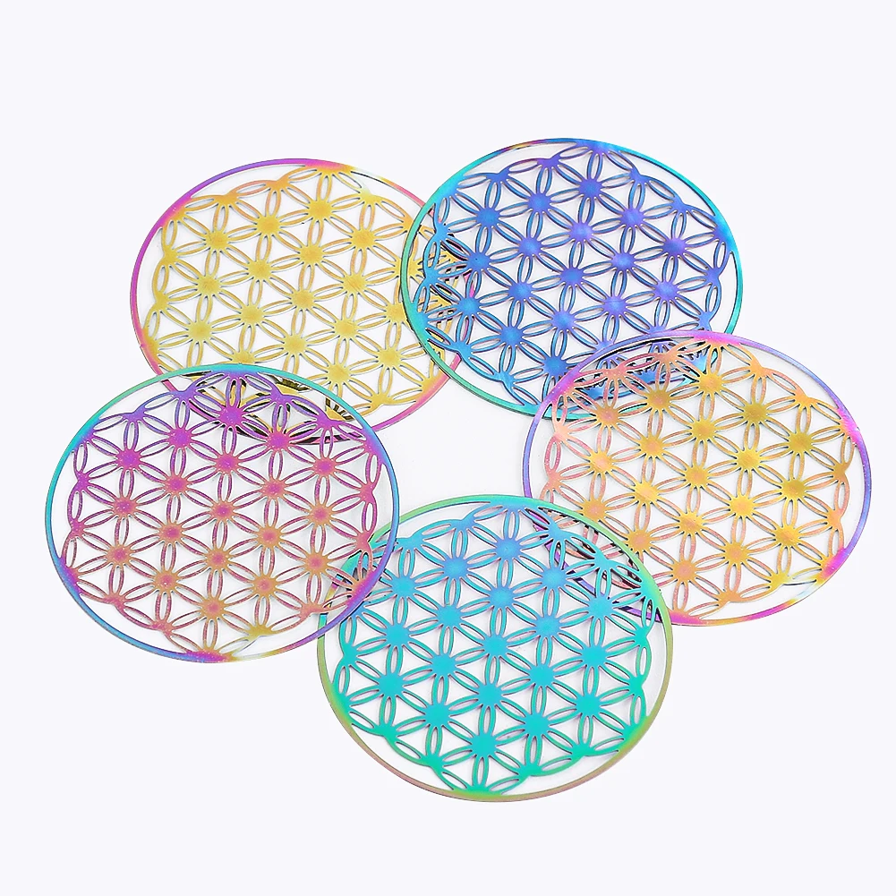 2Pcs Colorful Flower of Life Hanging Wind Chimes Parts Connector Sacred Geometry Mandala Charm Pendant DIY Craft Jewelry Making