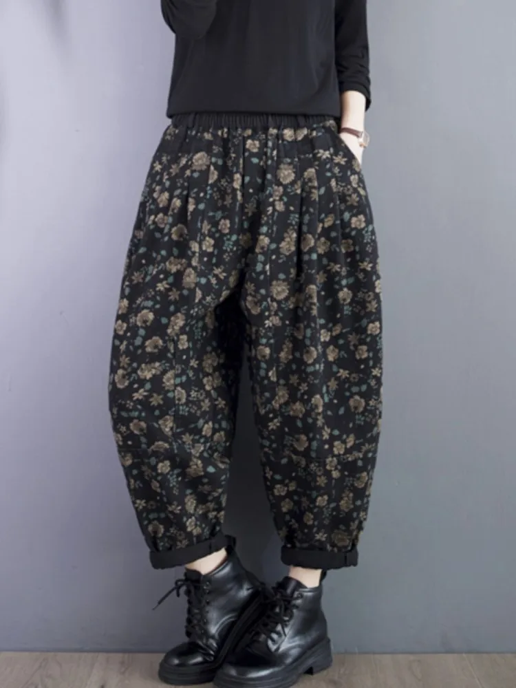 Oversized Jeans Spring Summer Flower Floral Print Pant Women High Waist Casual Fashion Ladies Trousers Loose Woman Harem Pants