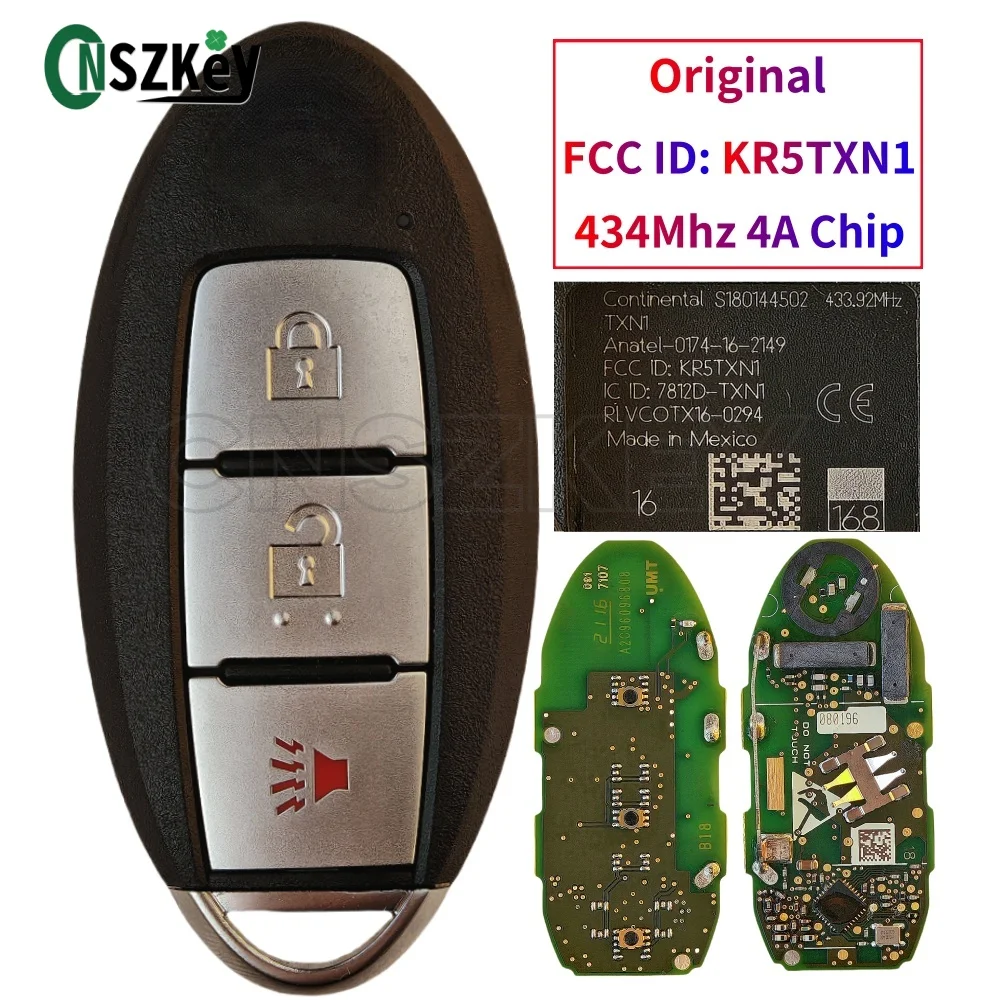 CNSZKey KR5TXN1 285E3-5RA0A For Nissan Kicks Rogue 2018-2021 Smart Key 3 Buttons 433.92MHz 4A NCF29AxM Chip S180144502 Proximity