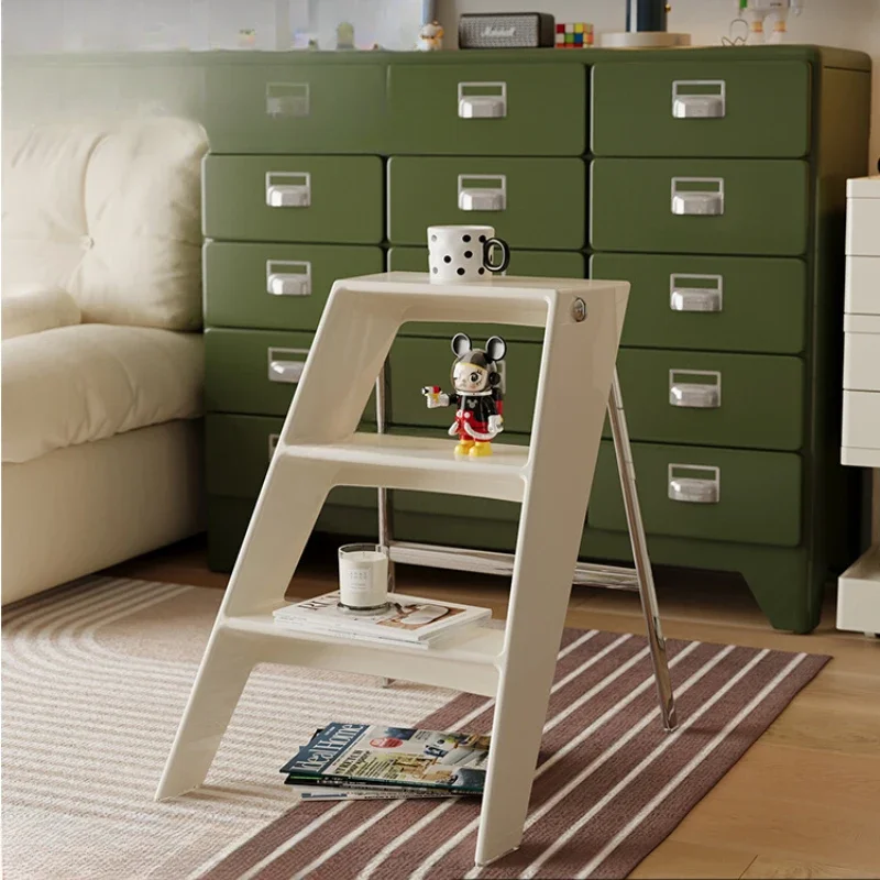 

Space-Saving Aluminum Folding Step Ladder - 3-Step Indoor Trestle Ladder with Multi-Functional Storage Design