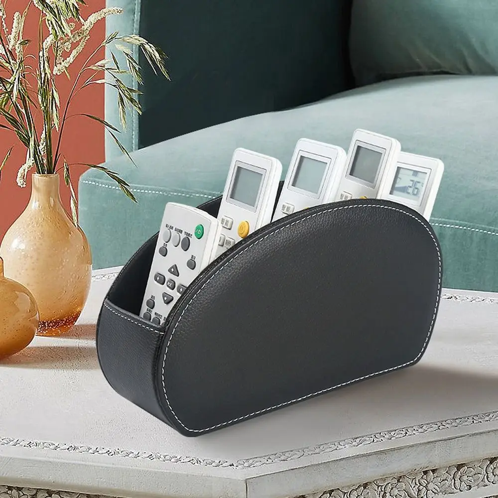 

Simple PU Leather Remote Control Storage Box Five Grids Desktop Organizer Fashion Cosmetics Brush Holder Pen Holder