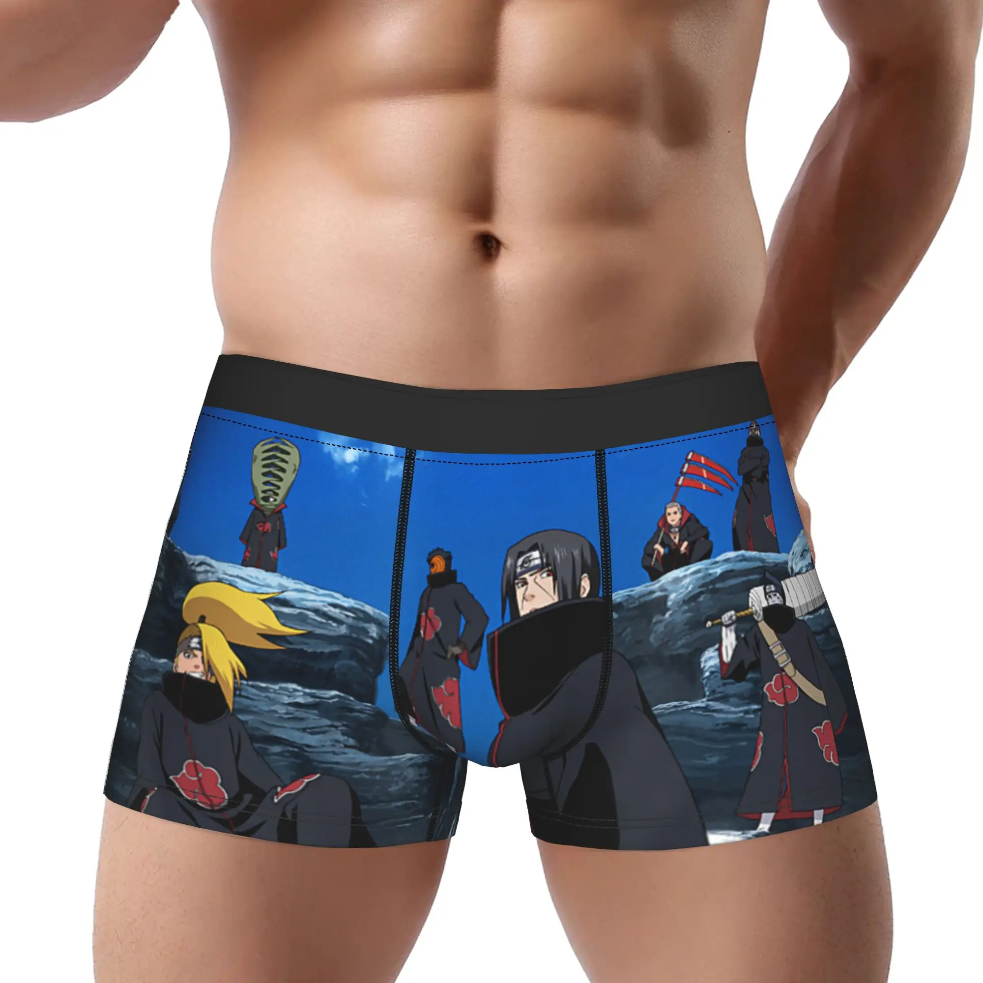 

Боксеры Bandai Naruto The Akatsuki Members, дышащие трусы, мужское нижнее белье, удобные шорты, трусы-боксеры