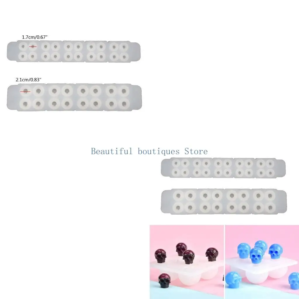 U4LF Silicone Mold For Jewelry Making Skull Head Beads With Hole Epoxy Resin Silicone Mould Handmade Craft DIY Jewelry